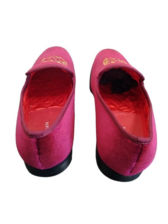 Elanroman Mens Size 10 Loafers Rich Red Velvet Embroidered Tiger Design main image 7